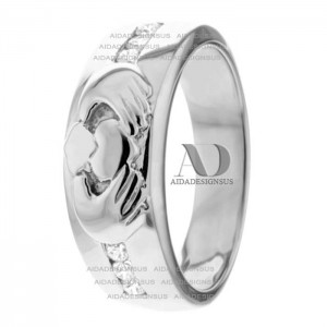 Zachary Diamond Claddagh Wedding Ring 6.00mm