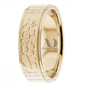 Charlie 6.00mm Wide Clover Design Wedding Ring