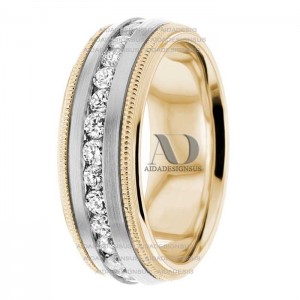 DW9AD005 Multi Tone Wedding Ring Diamond