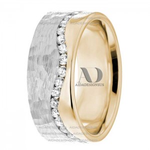 DW9AD034 Multi Tone Wedding Ring Diamond