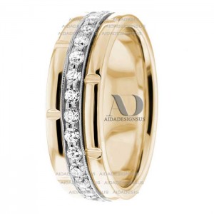 DW9AD058 Multi Tone Wedding Ring Diamond
