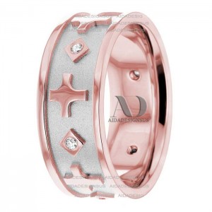 DW9AD148 Rose Gold Two Tone Diamond Wedding Band