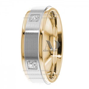 DW9AD155 Multi Tone Wedding Ring Diamond