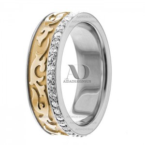 Two Tone Diamond Wedding Ring