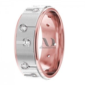 DW9AD161 Rose Gold Two Tone Diamond Wedding Band