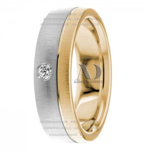 DW9AD169 Multi Tone Wedding Ring Diamond
