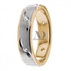 DW9AD170 Multi Tone Wedding Ring Diamond