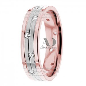 DW9AD178 Rose Gold Two Tone Diamond Wedding Band