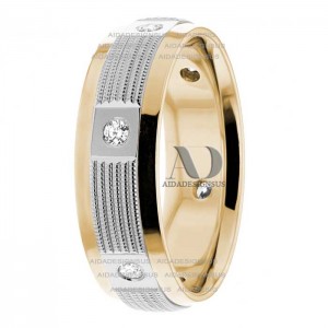 DW9AD184 Multi Tone Wedding Ring Diamond