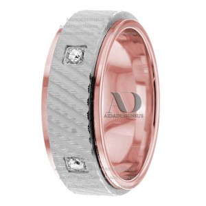 DW9AD187 Rose Gold Two Tone Diamond Wedding Band