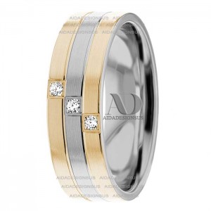 DW9AD199 Multi Tone Wedding Ring Diamond