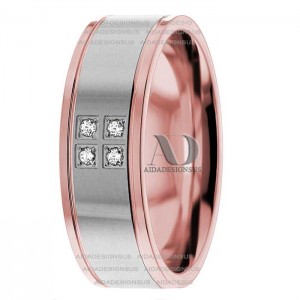 DW9AD211 Rose Gold Two Tone Diamond Wedding Band