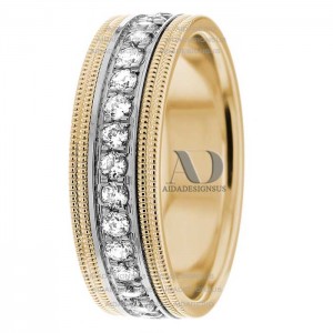 DW9AD214 Multi Tone Wedding Ring Diamond
