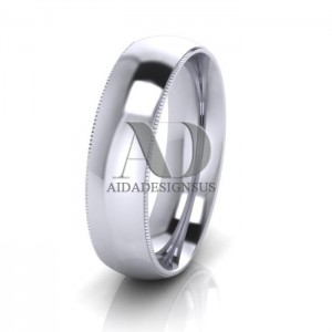 Dome Milgrain Wedding Bands