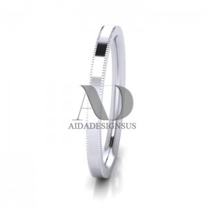 Solid Flat Milgrain Wedding Rings