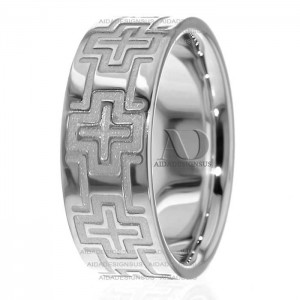 White Gold Religious Wedding Band