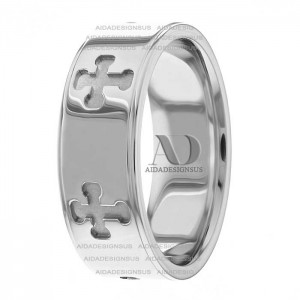 White Gold Religious Wedding Band