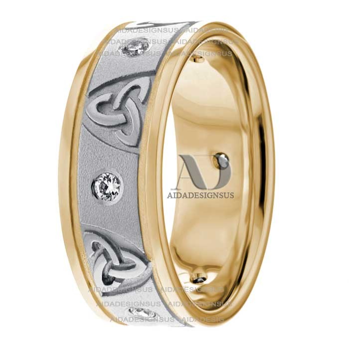 Ella Celtic Diamond Trinity Knot Wedding Bands 8.00mm