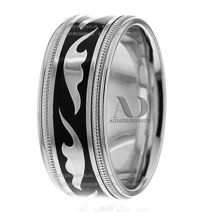 Marcus Black Enamel Wedding Ring 9.00mm