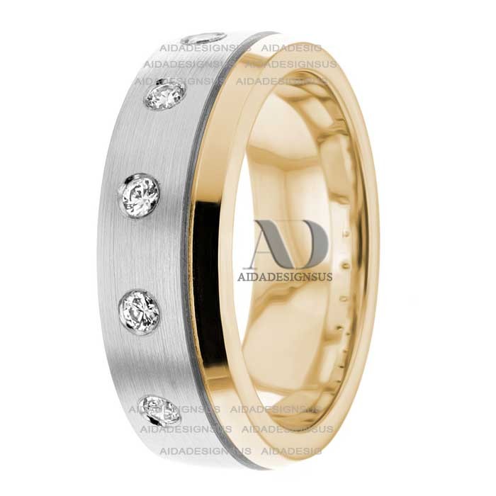 DW9AD010 Multi Tone Wedding Ring Diamond