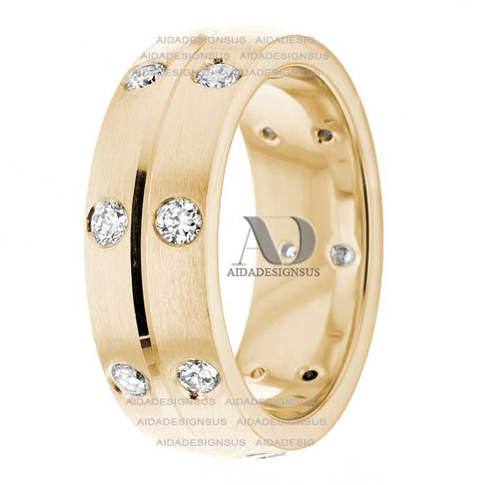 DW9AD024 Yellow Gold Diamond Wedding Bands