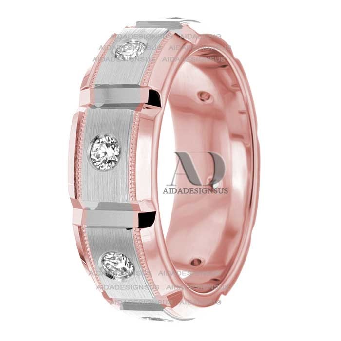 DW9AD029 Rose Gold Diamond Wedding Band