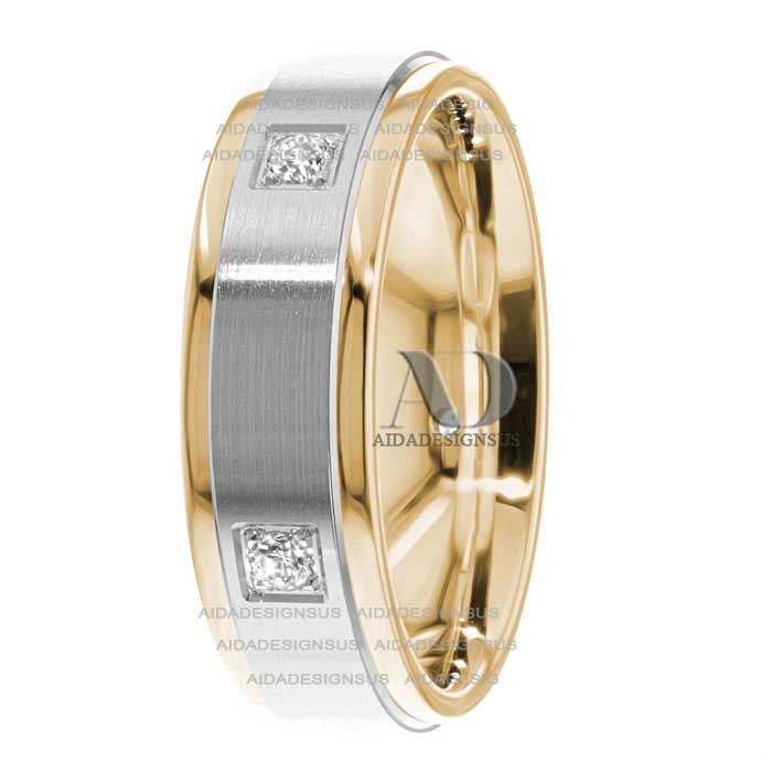 DW9AD155 Multi Tone Wedding Ring Diamond