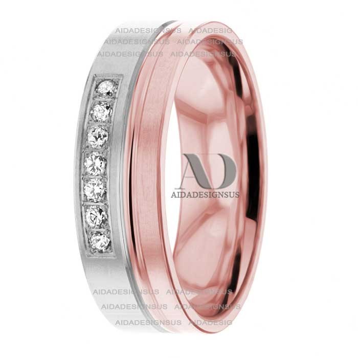 DW9AD172 Rose Gold Two Tone Diamond Wedding Band