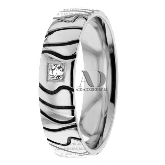 White & Black Diamond Wedding Ring