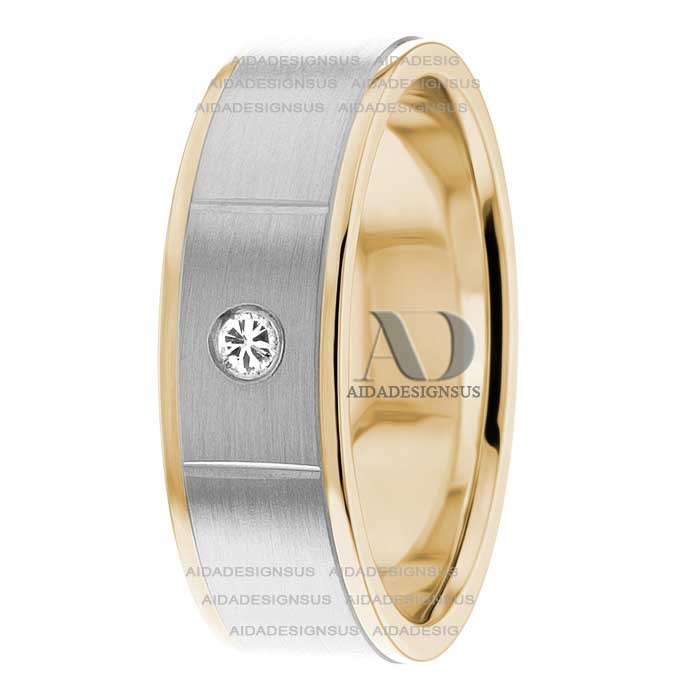 DW9AD198 Multi Tone Wedding Ring Diamond