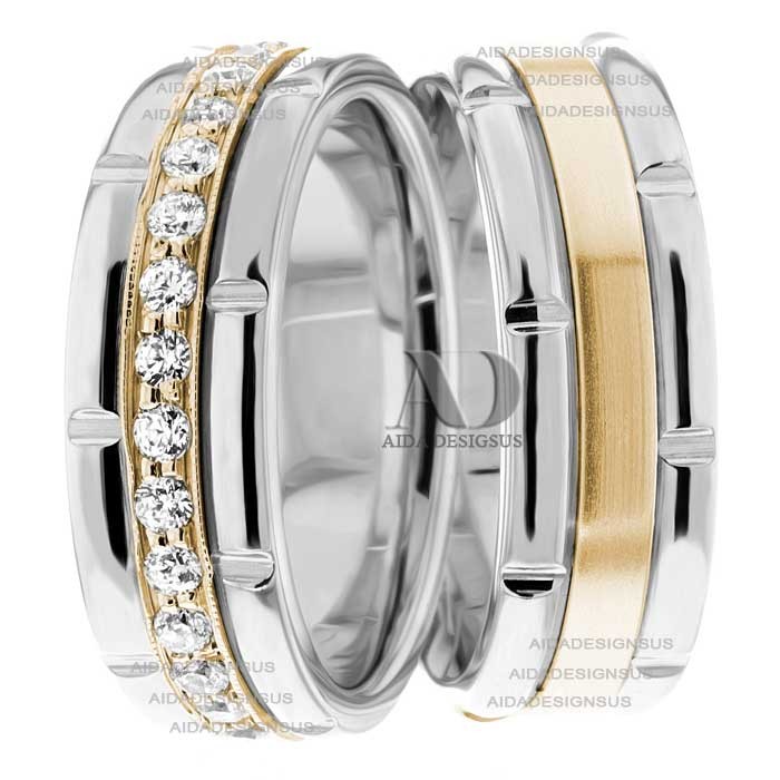 Two Tone Matching Wedding Bands