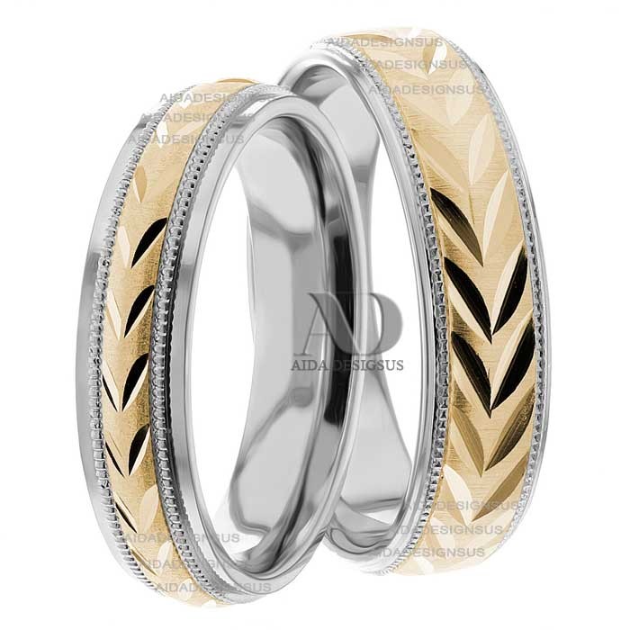 Two Tone Matching Wedding Bands