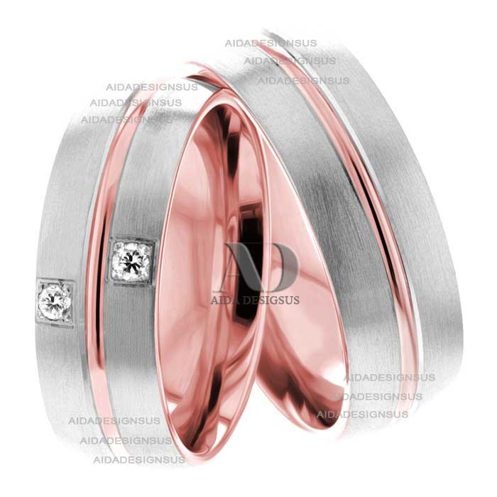 Rose White Gold Wedding Set