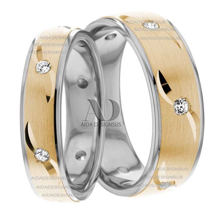Emmanuel 7.00mm and 5.00mm Wide, Wedding Ring Set, 0.36 Ctw.