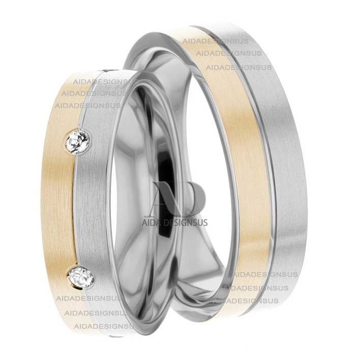 Keri 6.00mm and 5.00mm Wide, Wedding Ring Set, 0.24 Ctw.