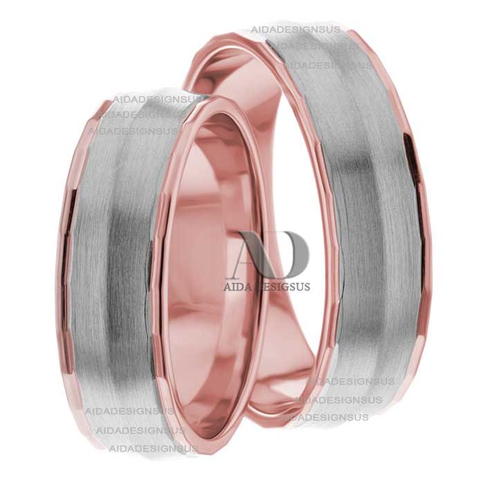 Rose White Gold Wedding Set