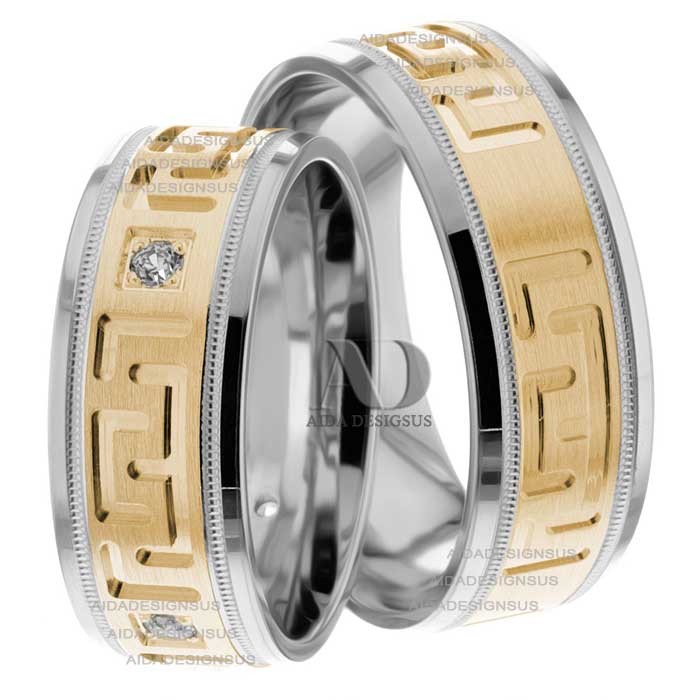 Two Tone Matching Wedding Bands