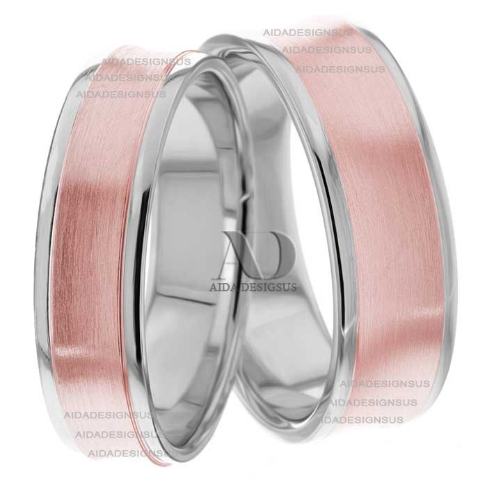 Multi Tone Wedding Band Set
