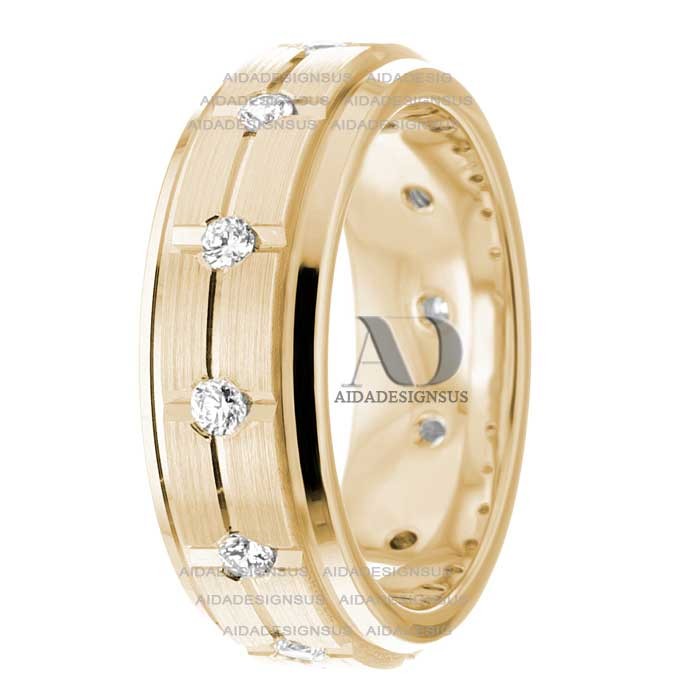 DW9AD026 Yellow Gold Diamond Wedding Bands