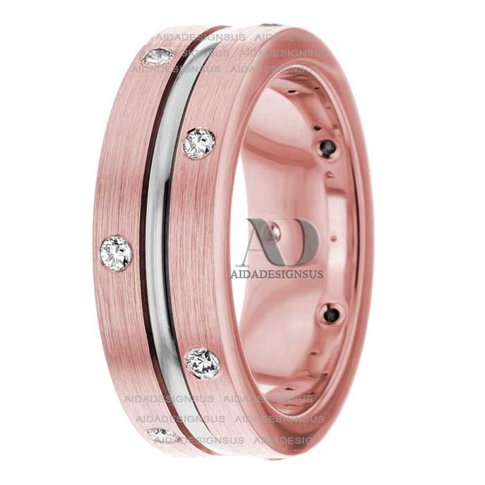 DW9AD030 Rose Gold Two Tone Diamond Wedding Band