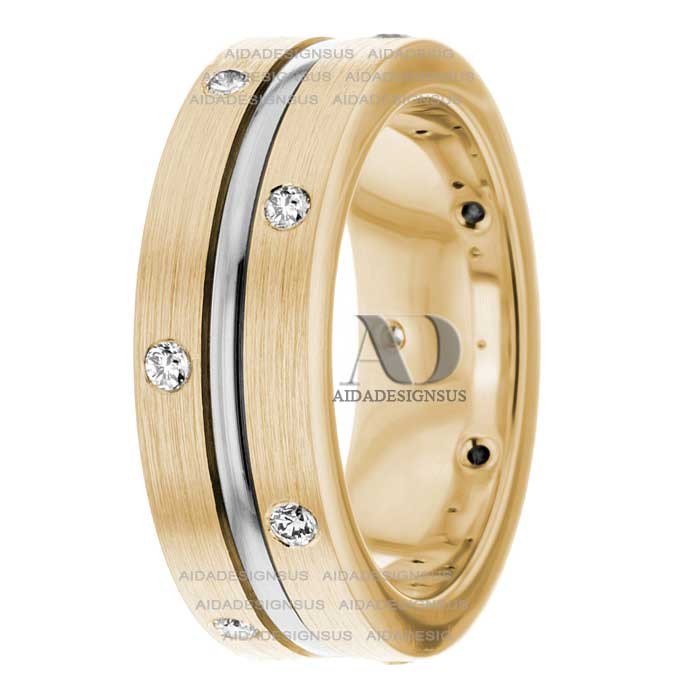 DW9AD030 Multi Tone Wedding Ring Diamond