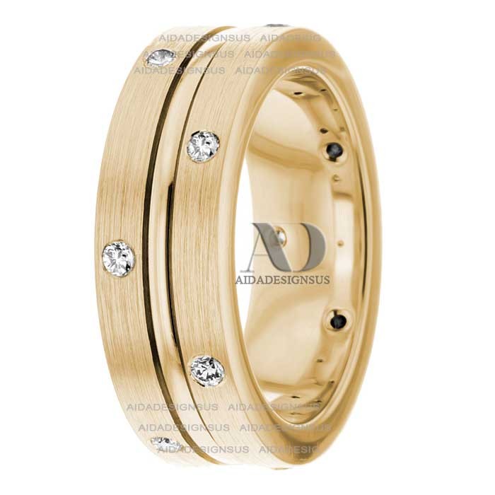 DW9AD030 Yellow Gold Diamond Wedding Bands
