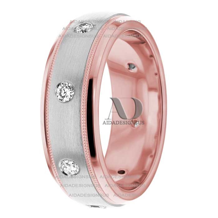 DW9AD031 Rose Gold Two Tone Diamond Wedding Band