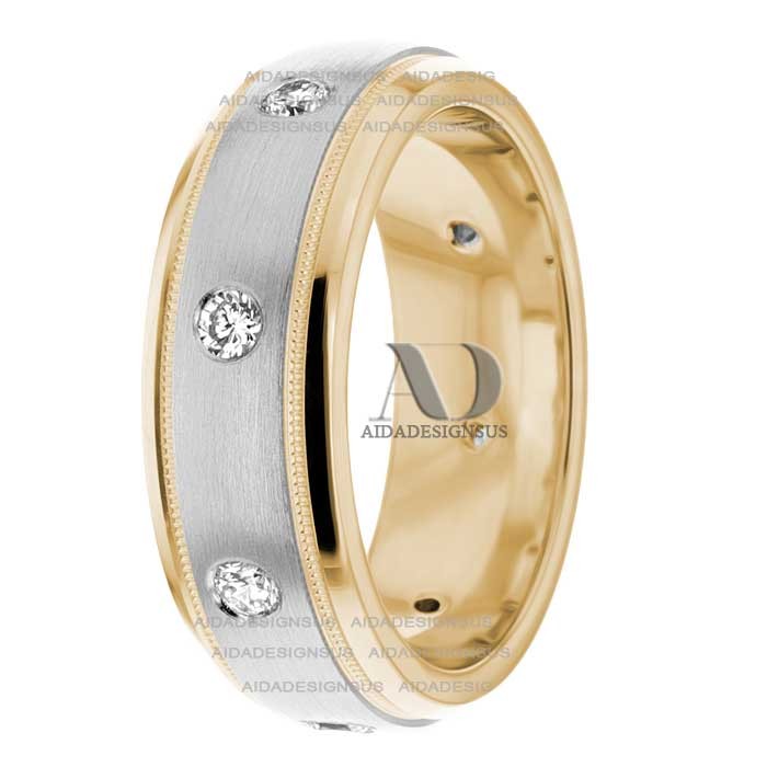 DW9AD031 Multi Tone Wedding Ring Diamond