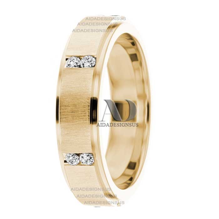 DW9AD032 Yellow Gold Diamond Wedding Bands