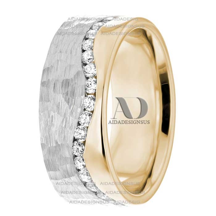 DW9AD034 Multi Tone Wedding Ring Diamond