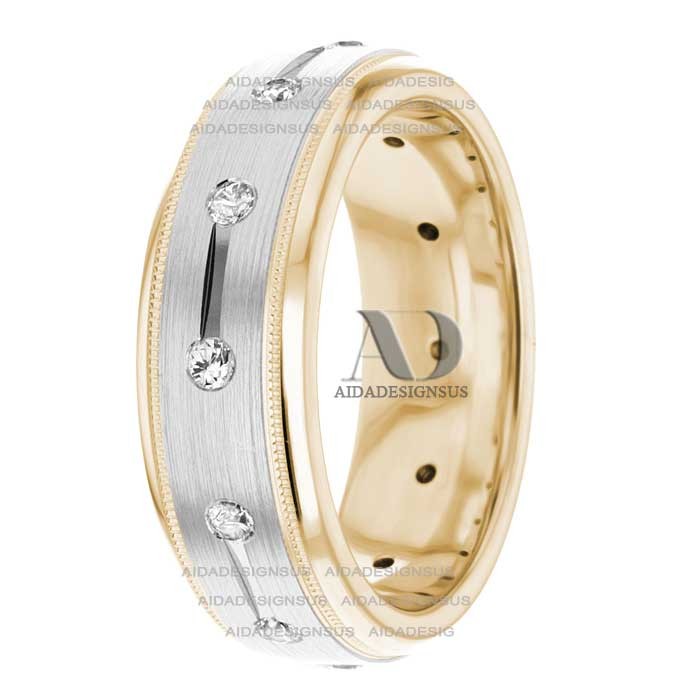 DW9AD040 Multi Tone Wedding Ring Diamond