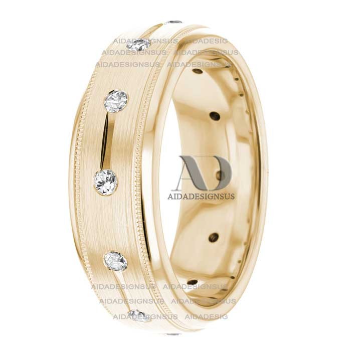 DW9AD040 Yellow Gold Diamond Wedding Bands