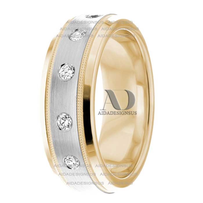 DW9AD045 Multi Tone Wedding Ring Diamond