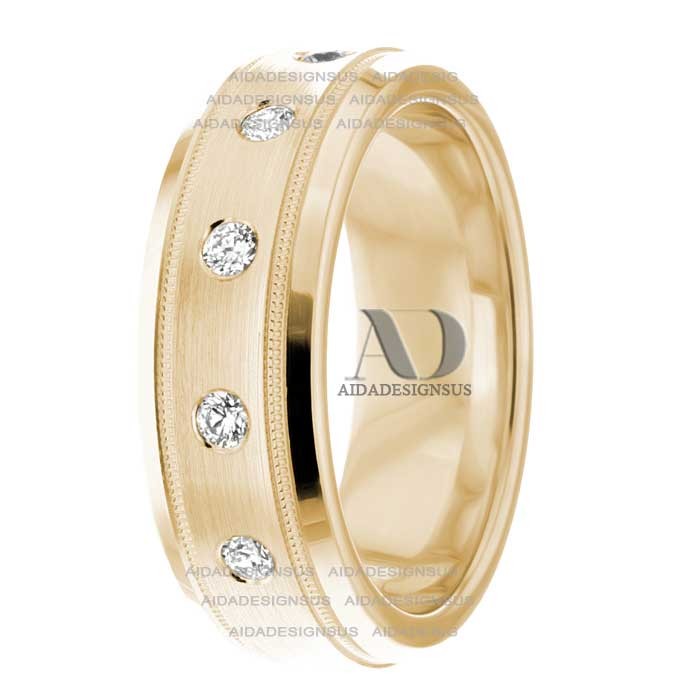 DW9AD045 Yellow Gold Diamond Wedding Bands